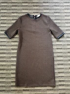 Zara Black and Brown Short-Sleeve Mini Shift Dress